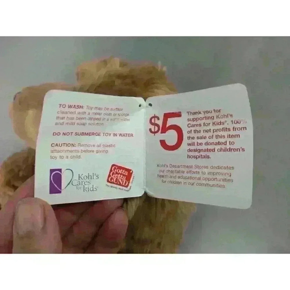 Gund Kohls Cares 15" Large Brown Teddy Bear with Claws Stuffed Plush Animal Rare - Picture 10 of 13